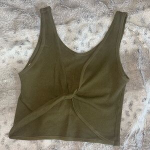 Green Ribbed Twist Tank